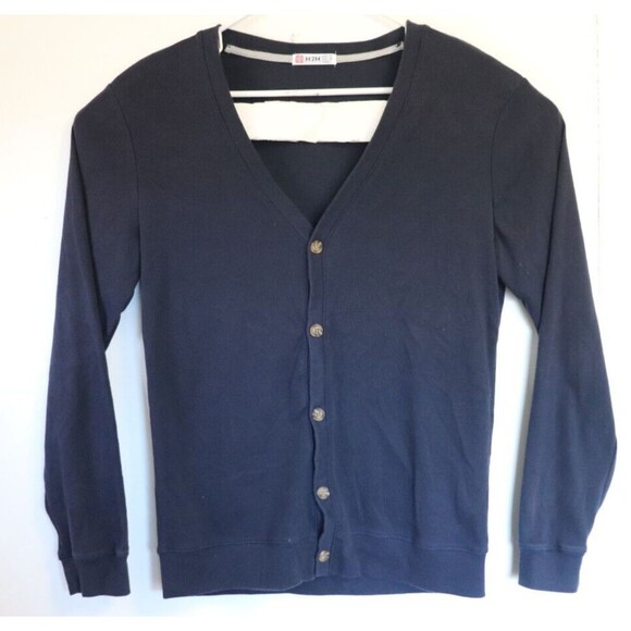 H2H‎ Mens Cardigan Sweater Medium Blue Grandpa Casual Comfortable - Picture 1 of 6